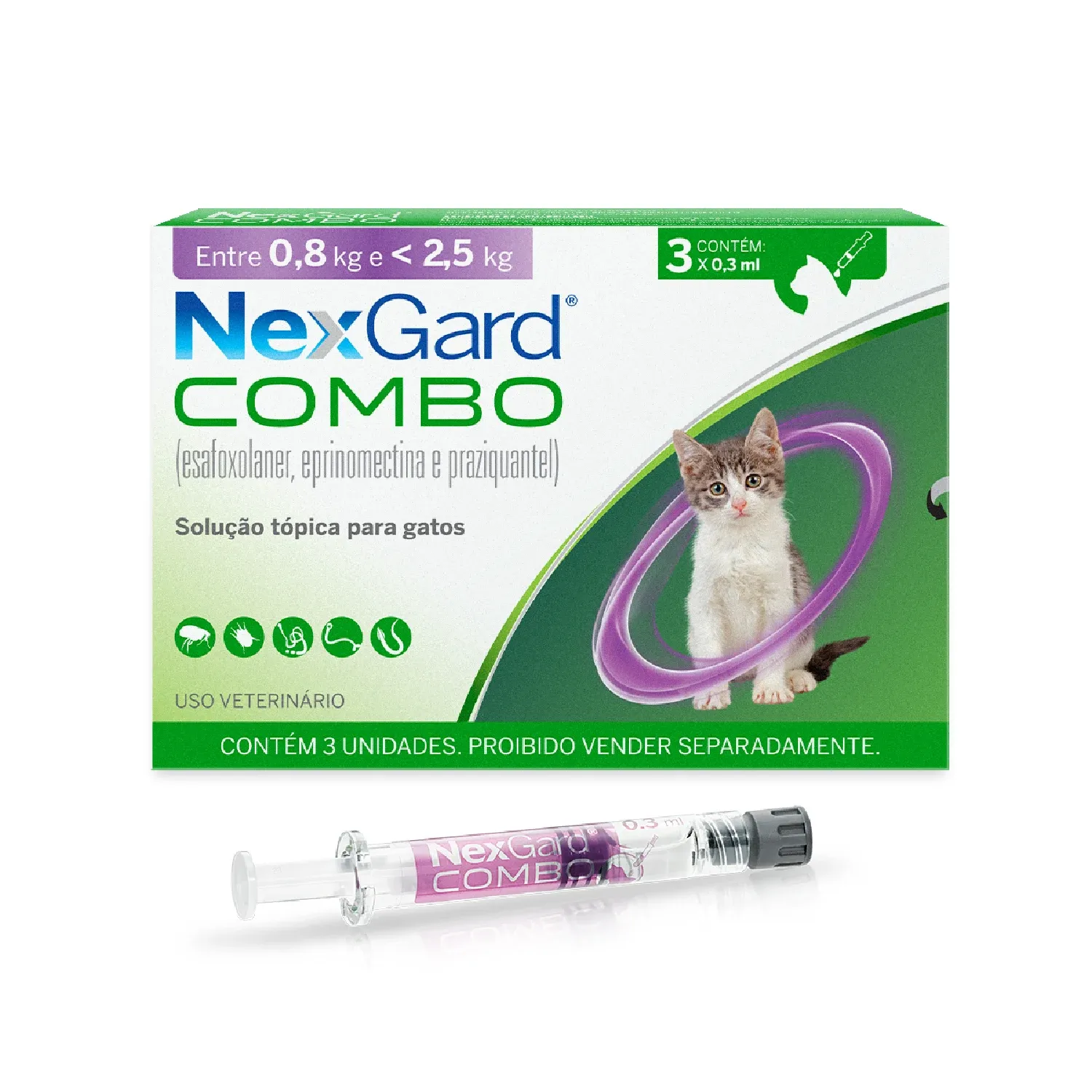 Nexgard Combo Antipulgas, Sarna e Vermífugo para Gatos até 2,5 kg